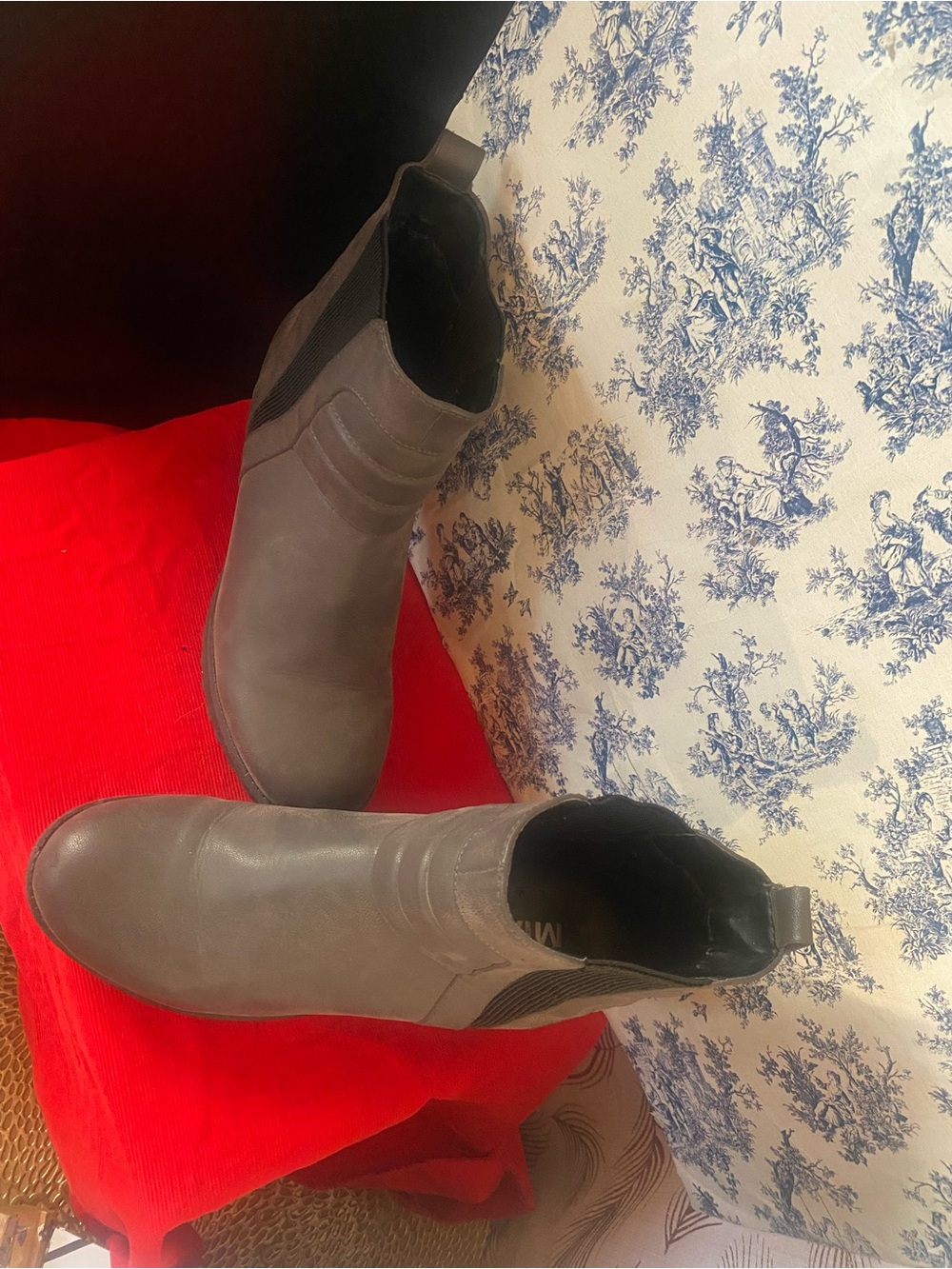 MIA Gray Chelsea Booties with Elastic Side Panels